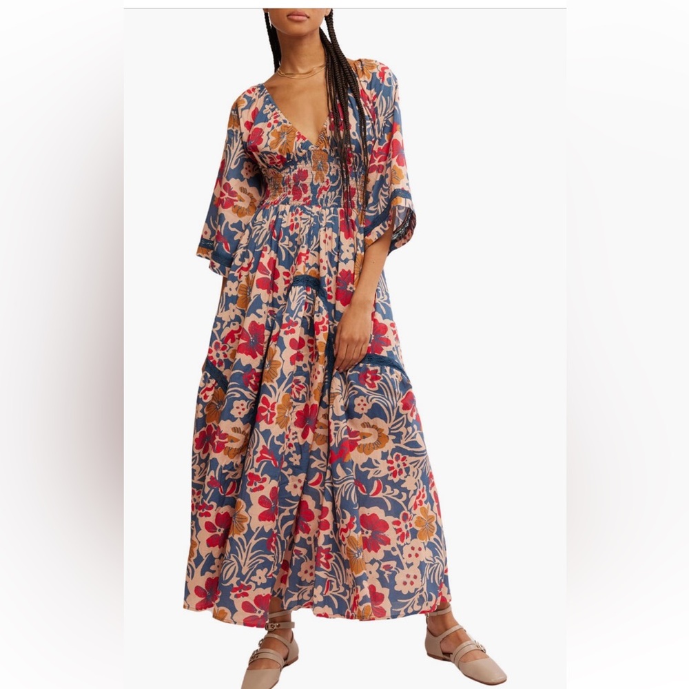 Free People New Print Smocked Waist Dress